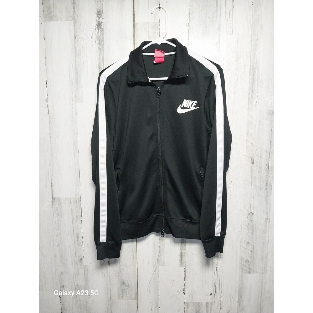 Nike Men's Black and White Track Jacket